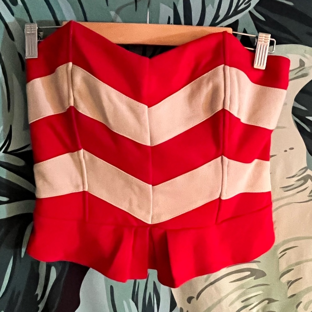 Strapless peplum top